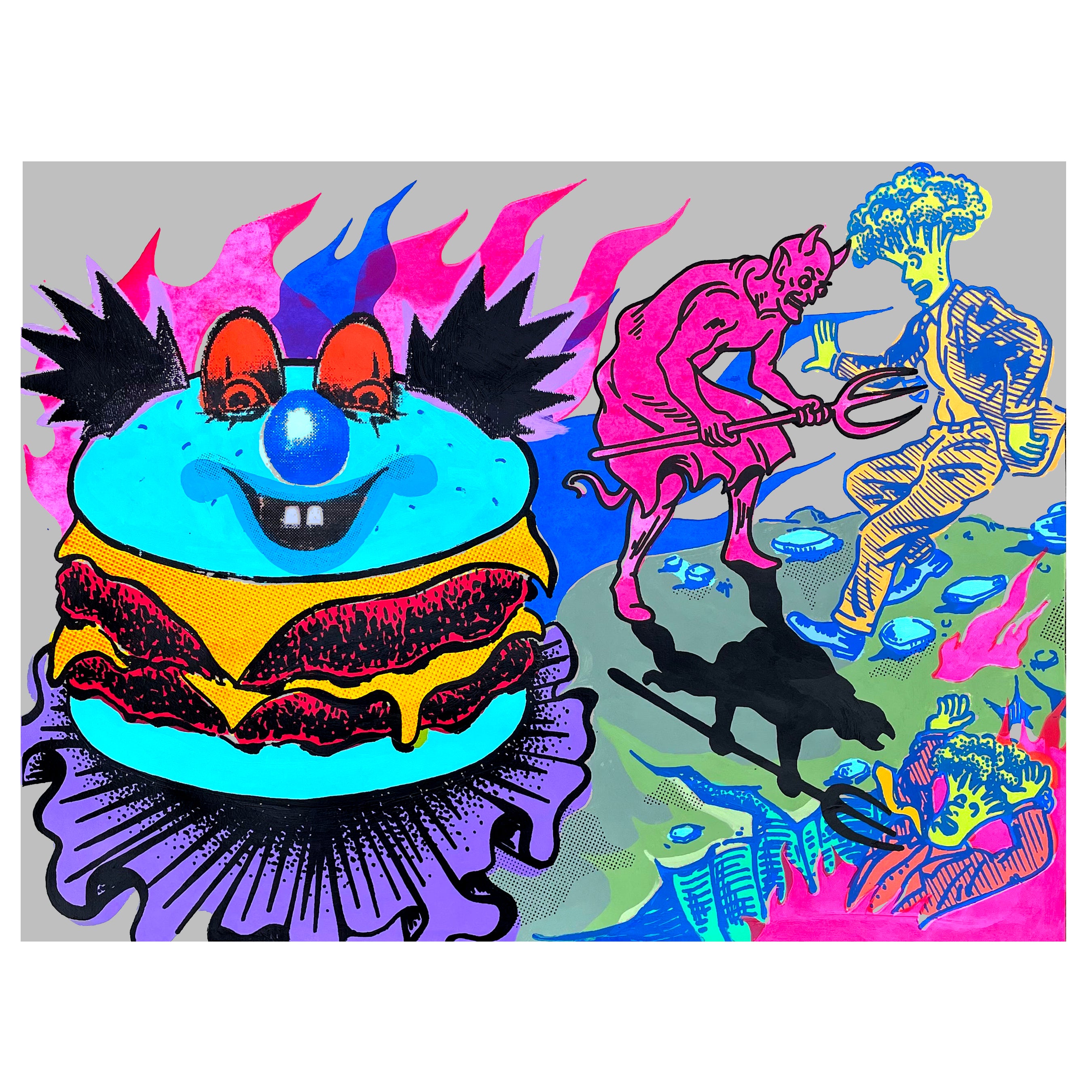 Hand Painted Original Lithograph - 21" x 26" Framed