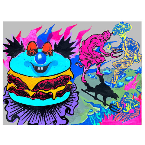 Hand Painted Original Lithograph - 21" x 26" Framed