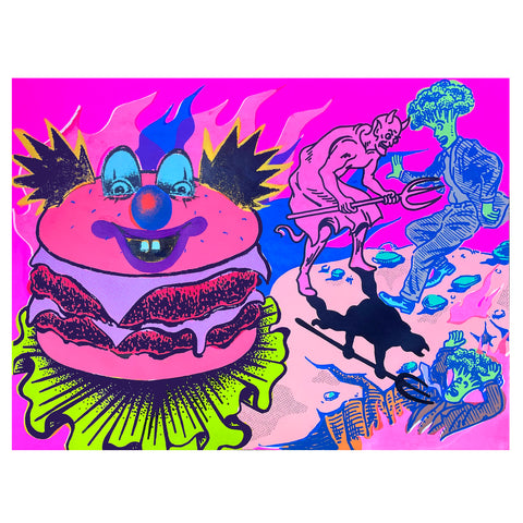 HAND PAINTED ORIGINAL LITHOGRAPH - 21" x 26" FRAMED